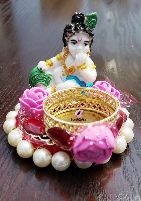 Handmade Sri Krishna Tealight Candle Holder, CHM# 212