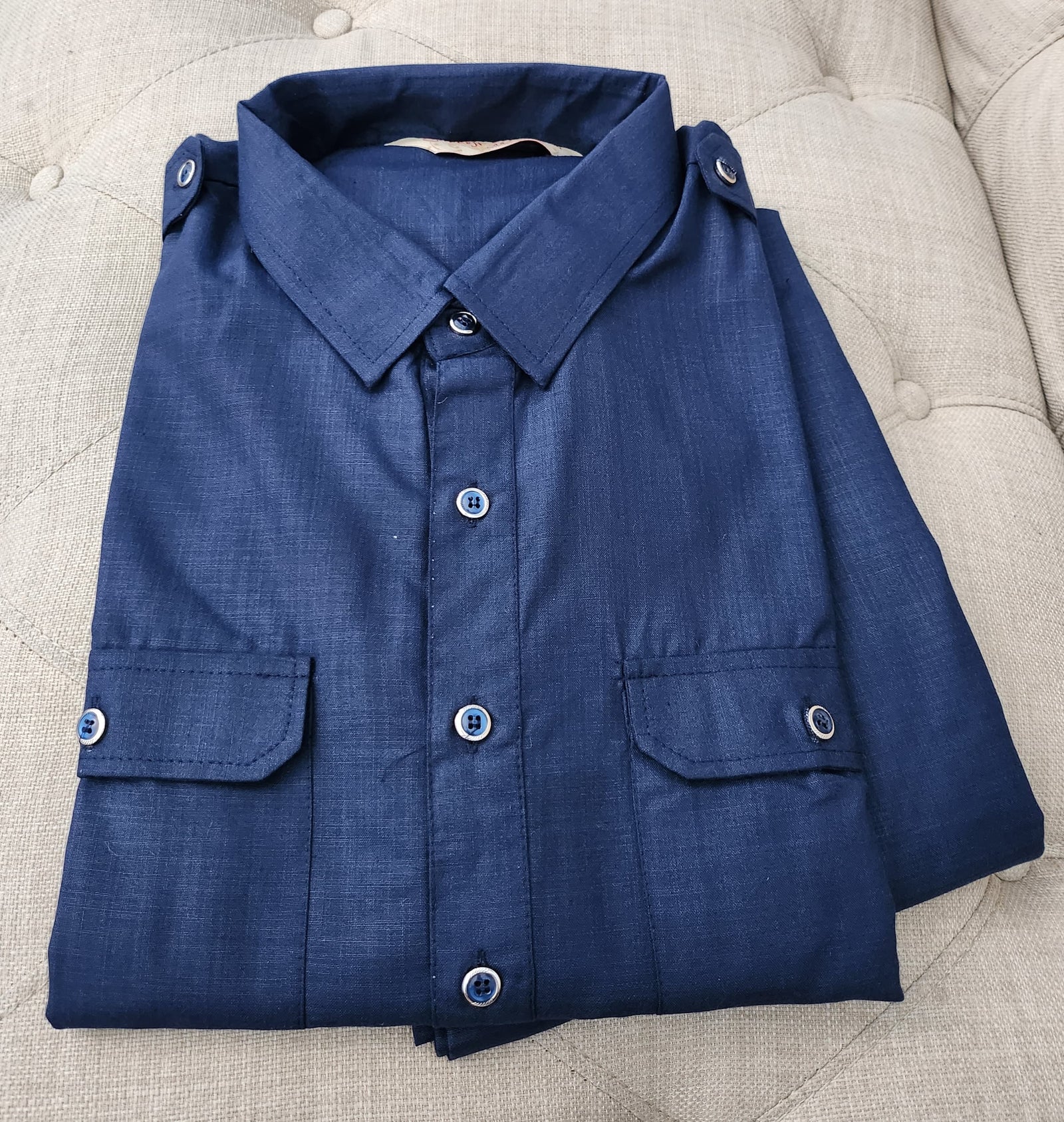 Navy Pathani Cotton Kurta Indian Design Panjabi look, Kurta Pajama set, Men - 912