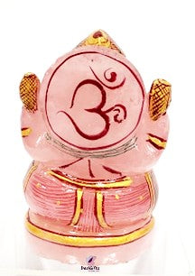 Lord Ganesha Idol in 4"- Natural Rose Quartz Precious Gemstone, GRS#171