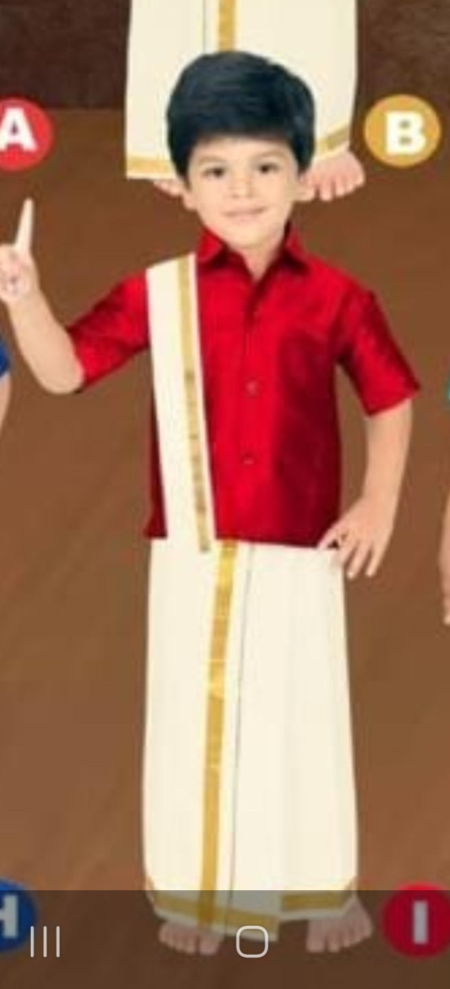 Kids& Boys Traditional Dhoti & Shirt Set with Accessories
