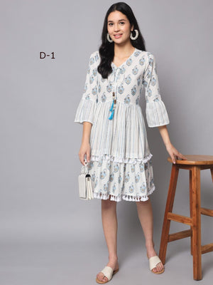 Pure Cotton Ethnic Flared Kurti Dress, WMN #992
