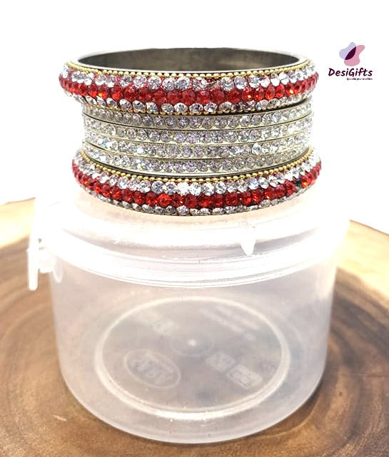 Traditional Stone Studded Bracelet Bangle Set, Size 2.6", BGL#506