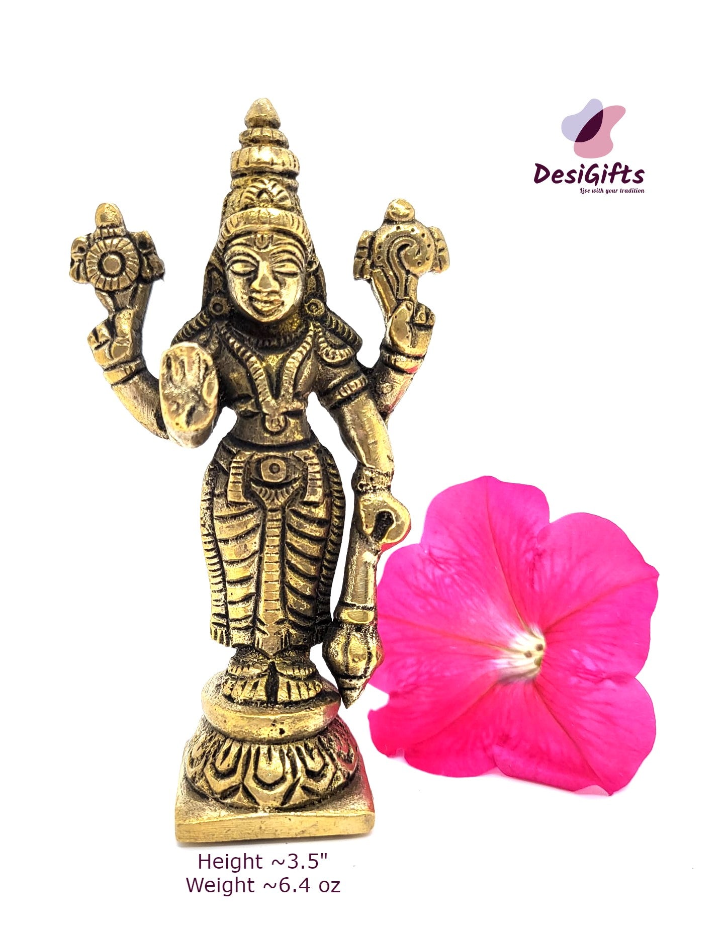 3.5" Brass Idol for Lord Vishnu, VB#811