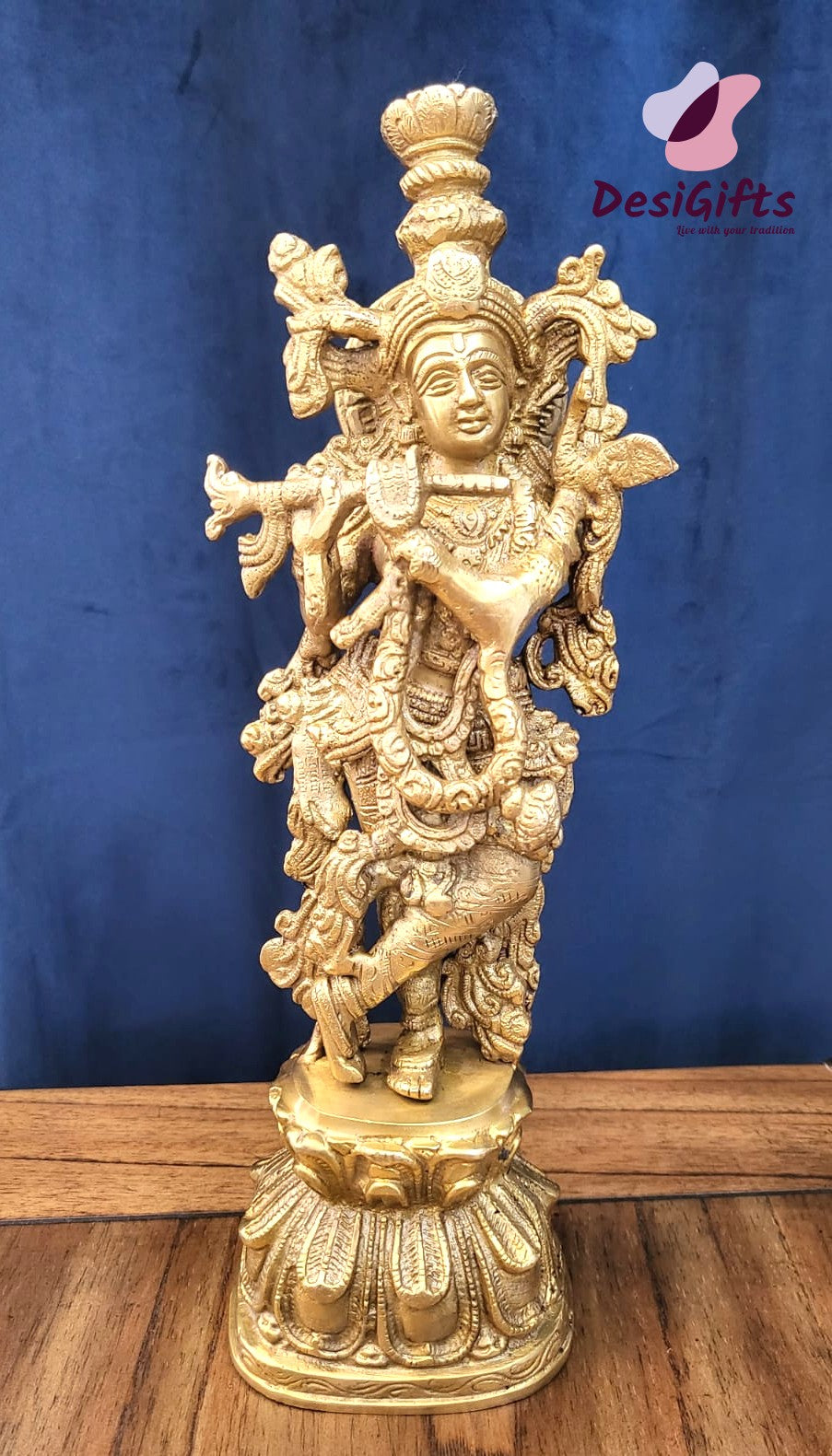 Lord Krishna Statue, 12" Height, Brass , KSB# 708