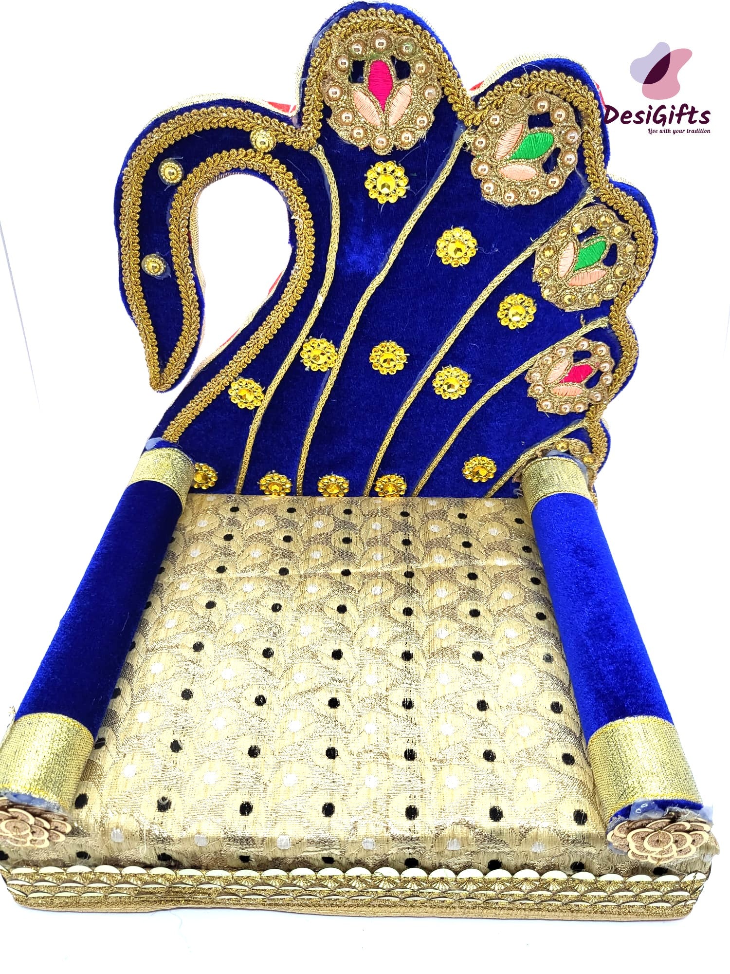 Wooden Peacock Krishna Aasan, Singhasan, Throne for Laddu Gopal, KRS# 675